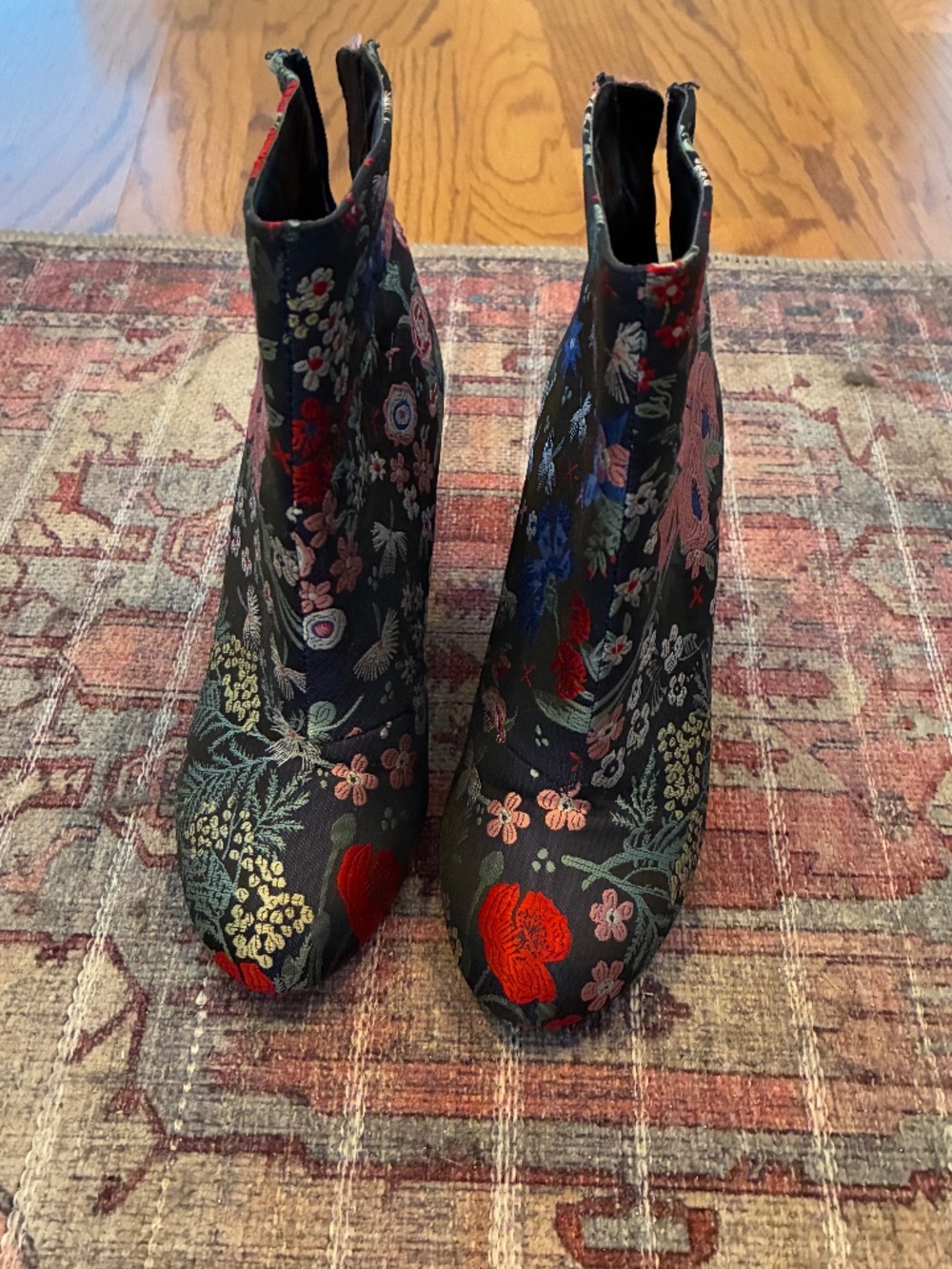 Metaphor navy blue floral boots